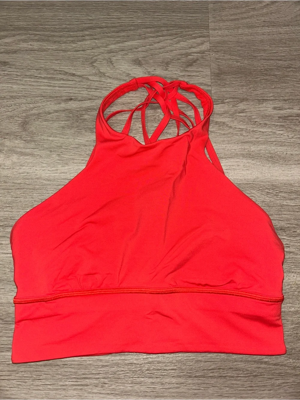 Lululemon women’s coral red free to be moved high neck sports bra size 6